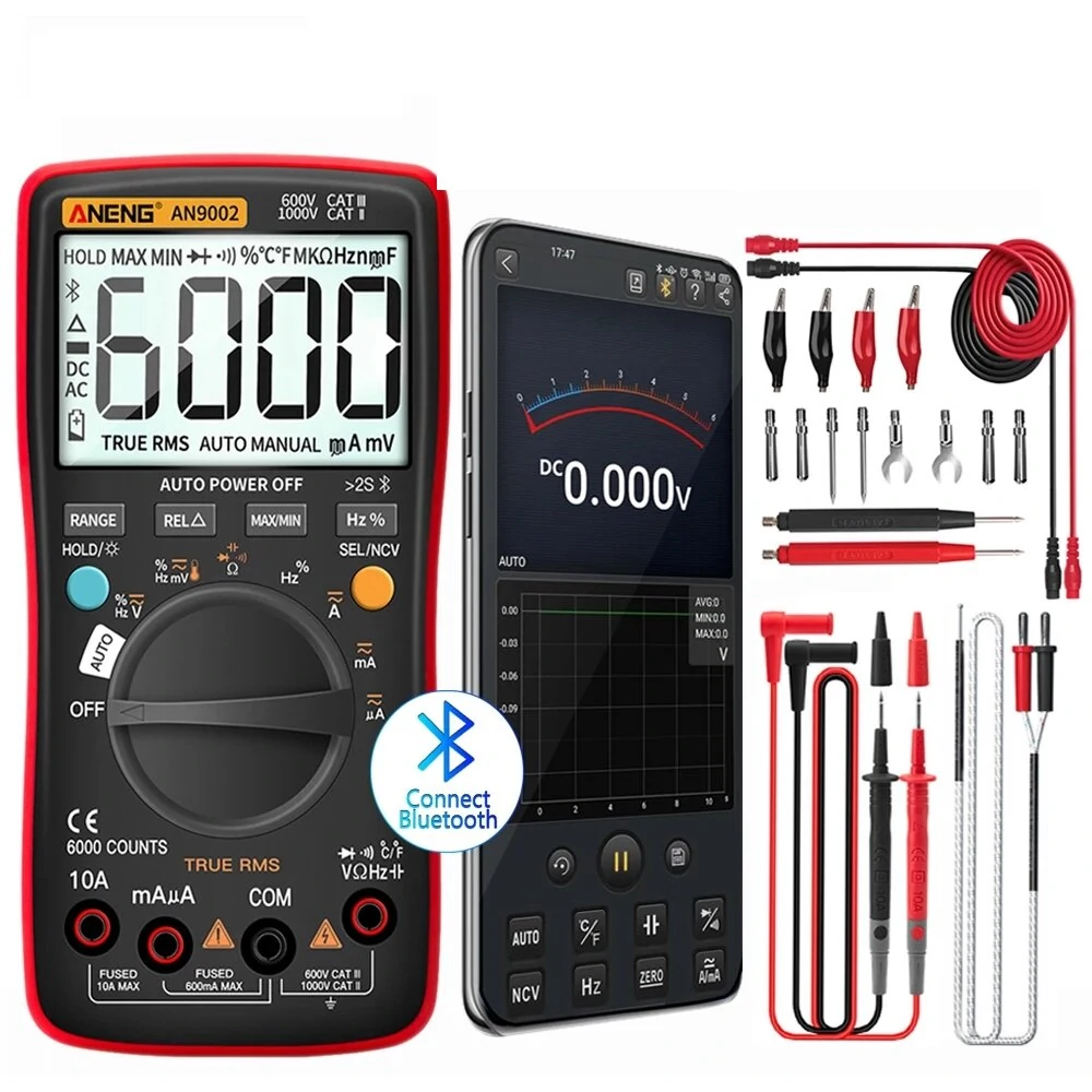 ANENG AN9002 Bluetooth Digital Multimeter 6000 Counts Professional MultimetroTrue RMS AC/DC Current Voltage Tester Auto-Range — view 2
