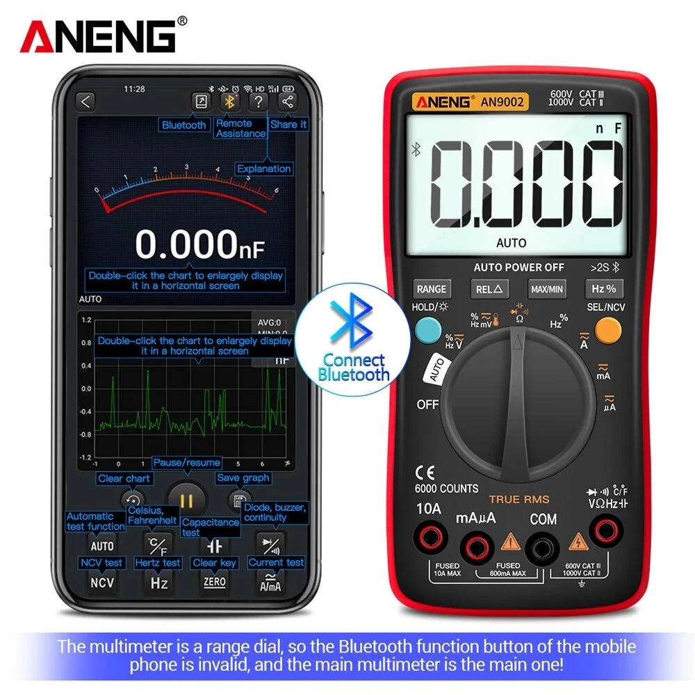 ANENG AN9002 Bluetooth Digital Multimeter 6000 Counts Professional MultimetroTrue RMS AC/DC Current Voltage Tester Auto-Range — view 4