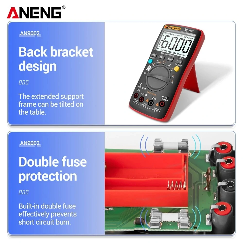 ANENG AN9002 Bluetooth Digital Multimeter 6000 Counts Professional MultimetroTrue RMS AC/DC Current Voltage Tester Auto-Range — view 6
