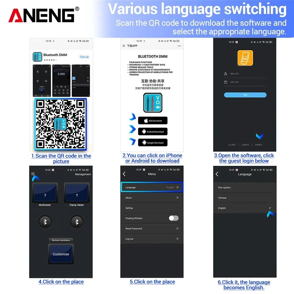 ANENG AN9002 Bluetooth Digital Multimeter 6000 Counts Professional MultimetroTrue RMS AC/DC Current Voltage Tester Auto-Range — view 7