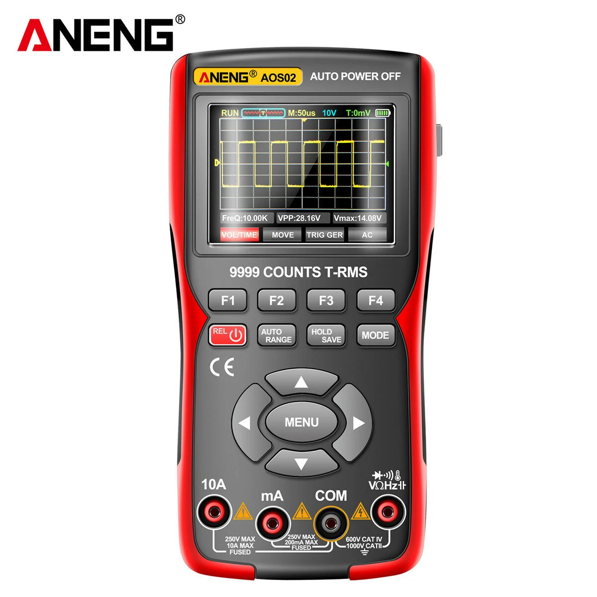ANENG AOS02 9999 Counts Digital Professional Oscilloscope Multimeter 48M/S 10MHZ PC Waveform Data Storage True RMS Tranistor — view 3