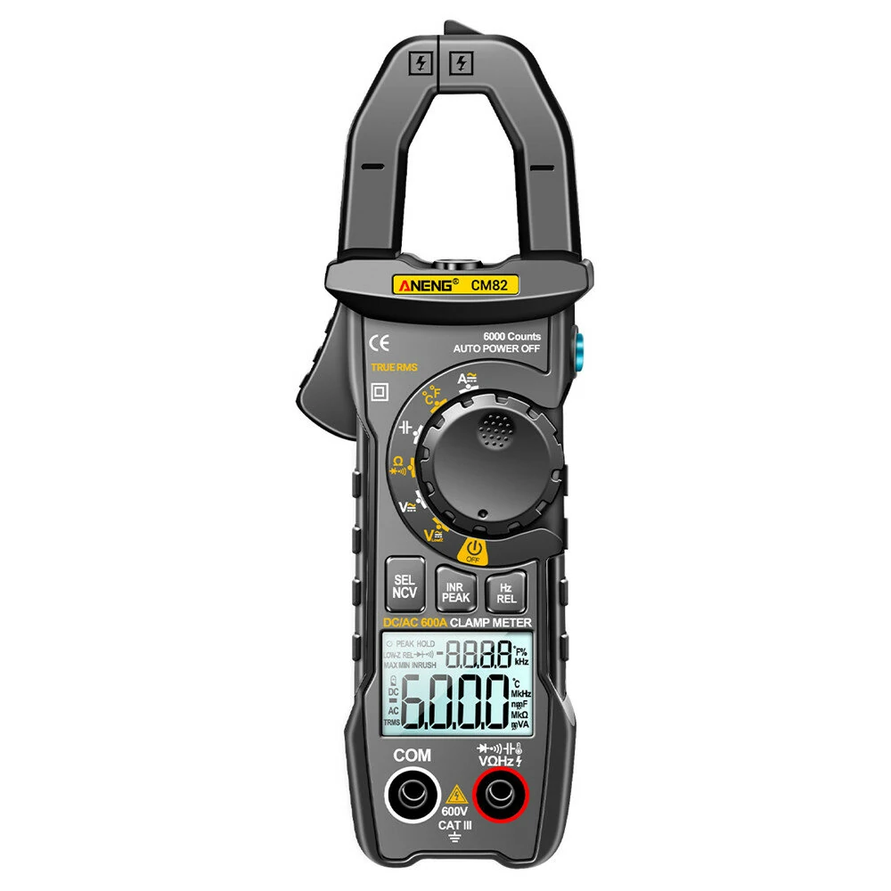 ANENG CM82 Clamp Meter DC/AC 600A Current Voltage 6000 Counts Multimeter Ammeter Tester Car Amp Hz Capacitance NCV Ohm Test — view 2