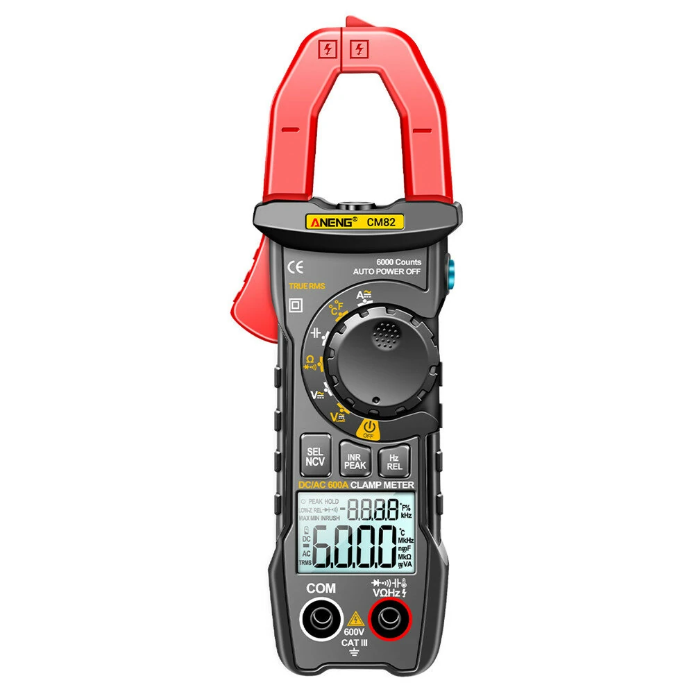 ANENG CM82 Clamp Meter DC/AC 600A Current Voltage 6000 Counts Multimeter Ammeter Tester Car Amp Hz Capacitance NCV Ohm Test — view 3