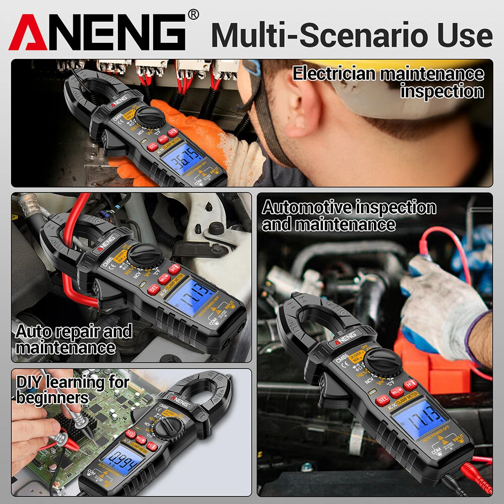 ANENG CM86 Clamp Meter 600A AC DC Current Voltage Resistance Capacitance Temperature Digital Multimeter NCV Function Backlit LCD Auto Power Off Handheld Tester — view 4