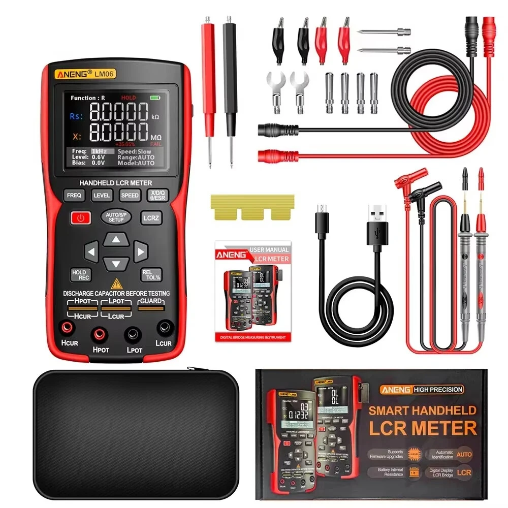ANENG LM06 LCR Meter High Precision Capacitance Inductance Resistance Tester 2.8 Inch TFT Screen Portable Rechargeable 100KHz Test Frequency Professional Electrician Tool — ANENG