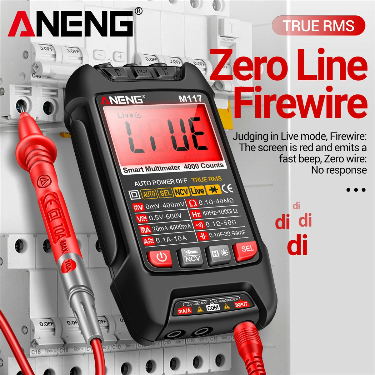 ANENG M117 Digital Multimeter High Precision True RMS Multifunctional Meter with AC/DC Voltage Current Resistance Capacitor Reading Data Retention Auto Power Off Function and Screen Backlight Technology for Clear Reading — view 6