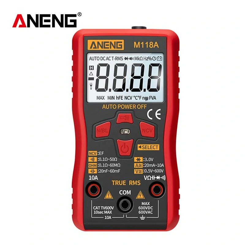 ANENG M118A Digital 6000 Counts Auto Range True Rms Mini Multimeter Transistor Meter with NCV Data Hold Flashlight — view 4