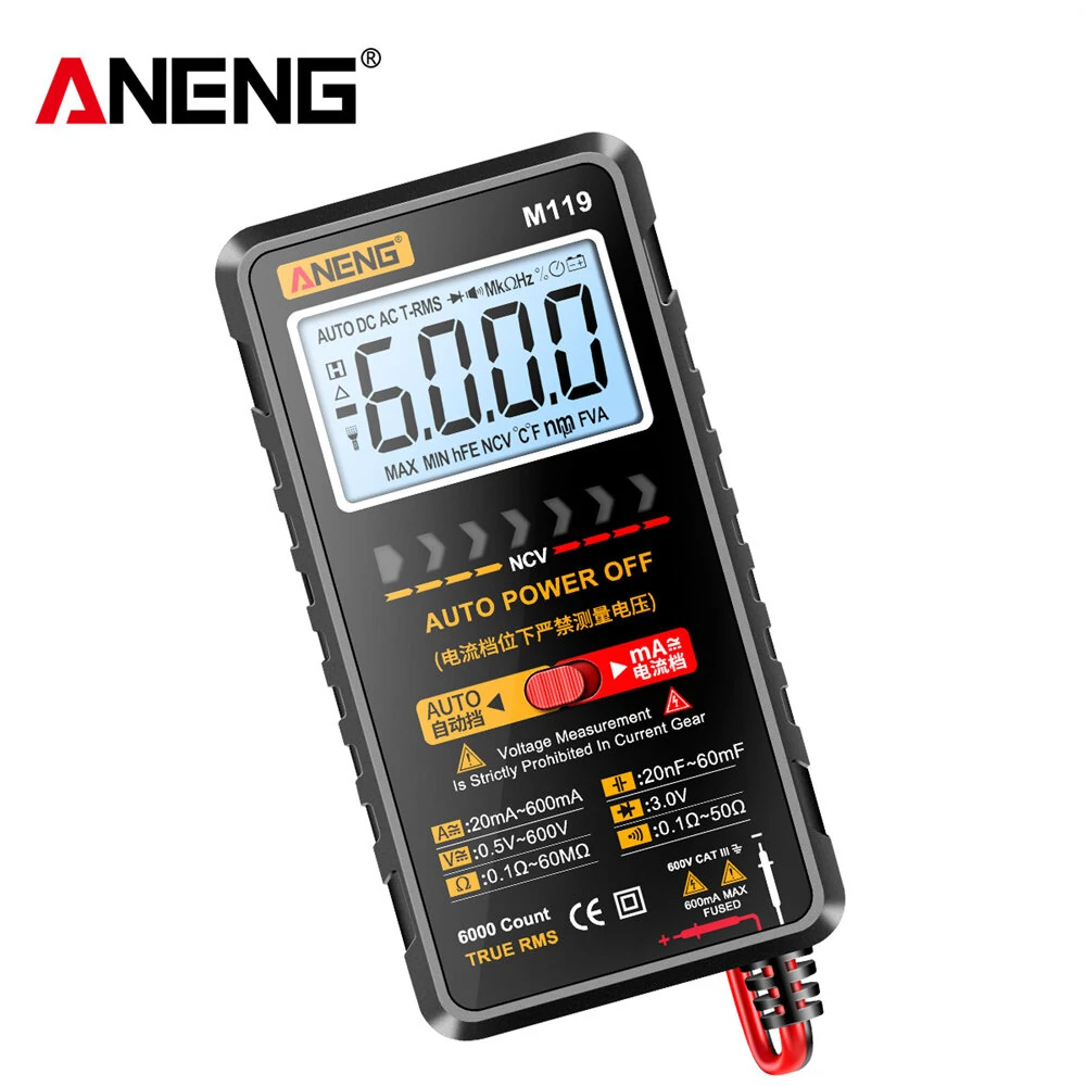 ANENG M119 Portable 6000 Counts Digital Multimeter Avometer Transistor Capacitor Tester — view 3