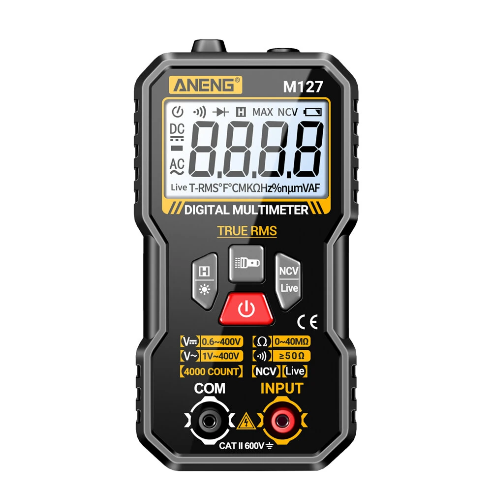 ANENG M127 Digital Multimeter True RMS 4000 Counts Automatic Identification High-Definition Backlight LCD Compact Portable Multimeter AC DC Voltage Resistance Measurement — view 2