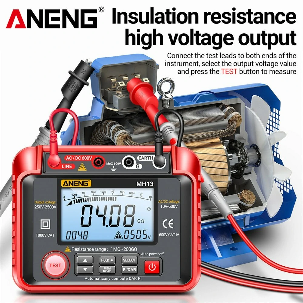 ANENG MH13 Megohmmeter Ohm Tester Digital Multimeter Megometro Insulation Earth High Voltage Resistance Meter Tester Tool — view 7