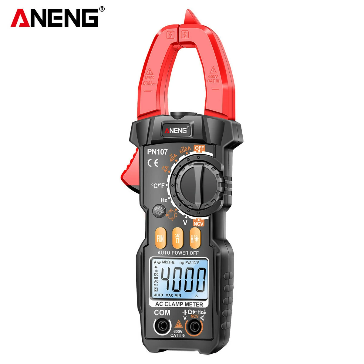 ANENG PN107 Multifunctional Clamp Meter with AC/DC Voltage AC Current Resistance Capacitor Hz Frequency Temperature Measurement Features Precision Readings Backlit Screen Flashlight — view 11