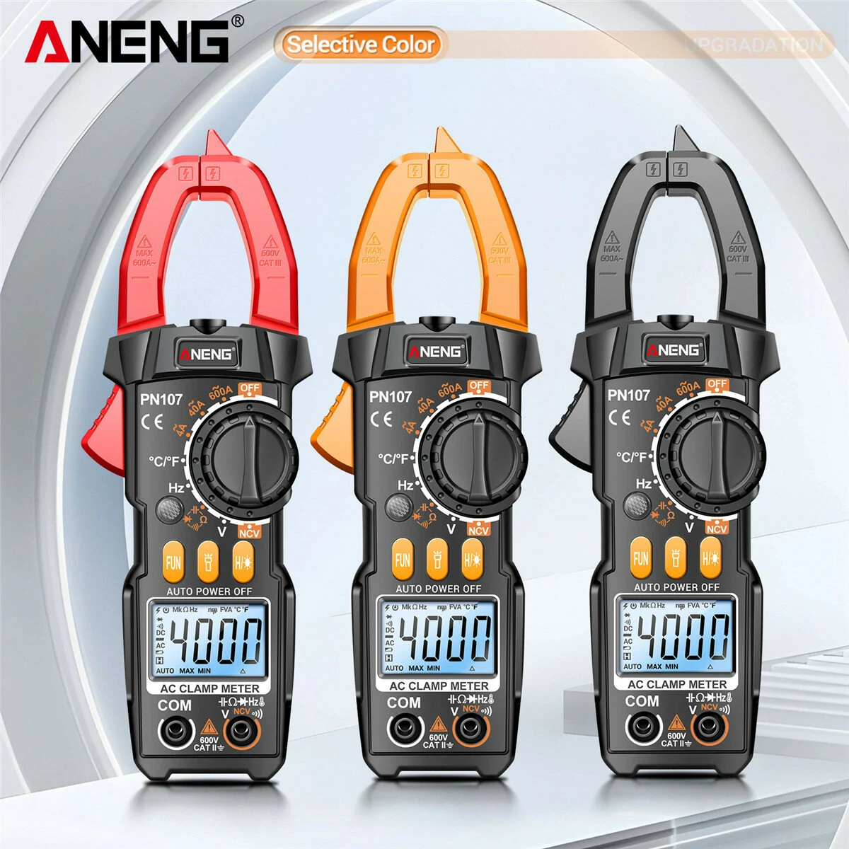 ANENG PN107 Multifunctional Clamp Meter with AC/DC Voltage AC Current Resistance Capacitor Hz Frequency Temperature Measurement Features Precision Readings Backlit Screen Flashlight — view 9