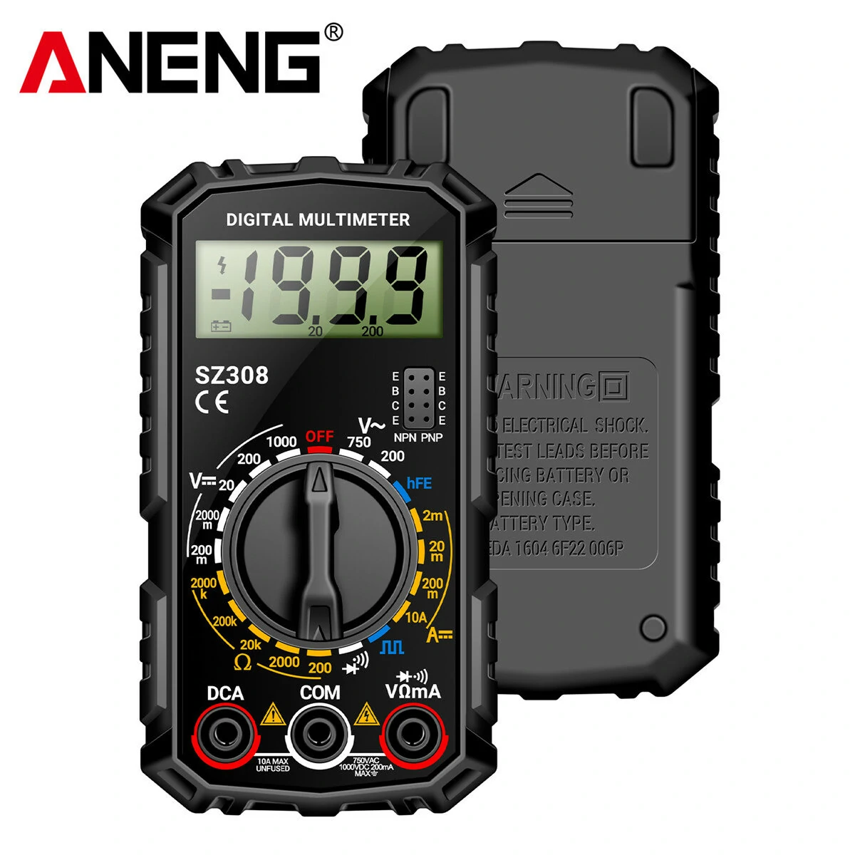 ANENG Professional Digital Multimeter High Precision AC/DC Voltage Current Resistance Tester with Low Battery Indication ABS Material Ideal for Electrician Maintenance Tasks — ANENG