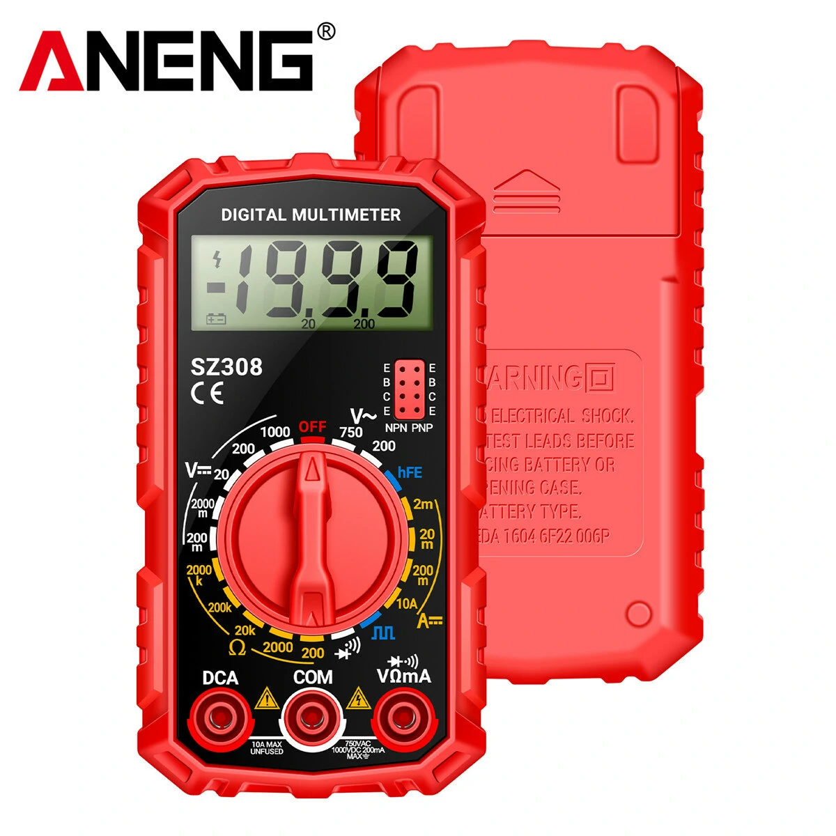 ANENG Professional Digital Multimeter High Precision AC/DC Voltage Current Resistance Tester with Low Battery Indication ABS Material Ideal for Electrician Maintenance Tasks — view 3