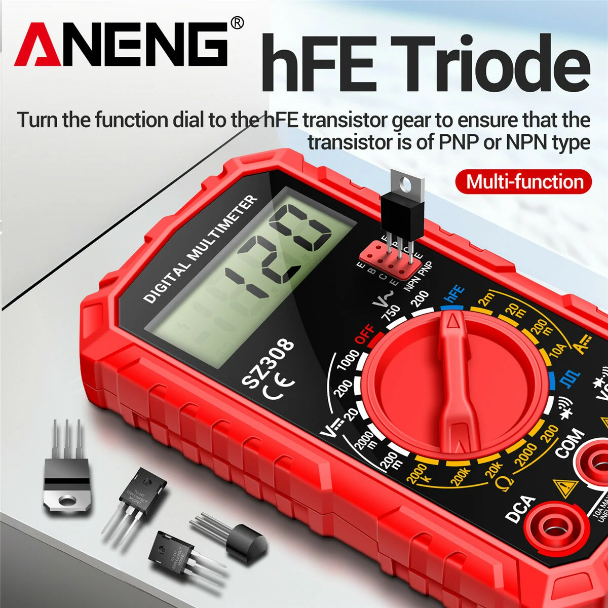 ANENG Professional Digital Multimeter High Precision AC/DC Voltage Current Resistance Tester with Low Battery Indication ABS Material Ideal for Electrician Maintenance Tasks — view 4