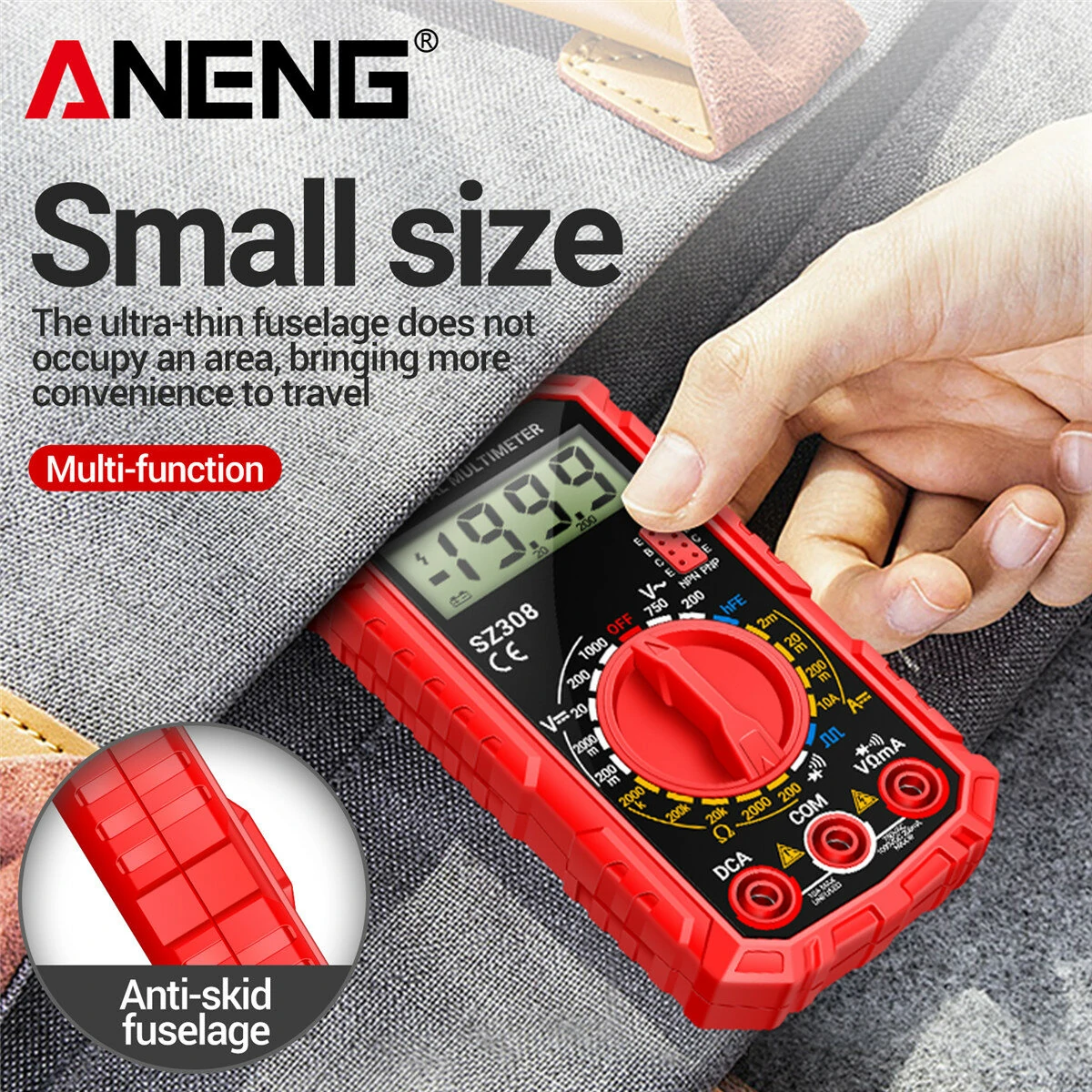ANENG Professional Digital Multimeter High Precision AC/DC Voltage Current Resistance Tester with Low Battery Indication ABS Material Ideal for Electrician Maintenance Tasks — view 6