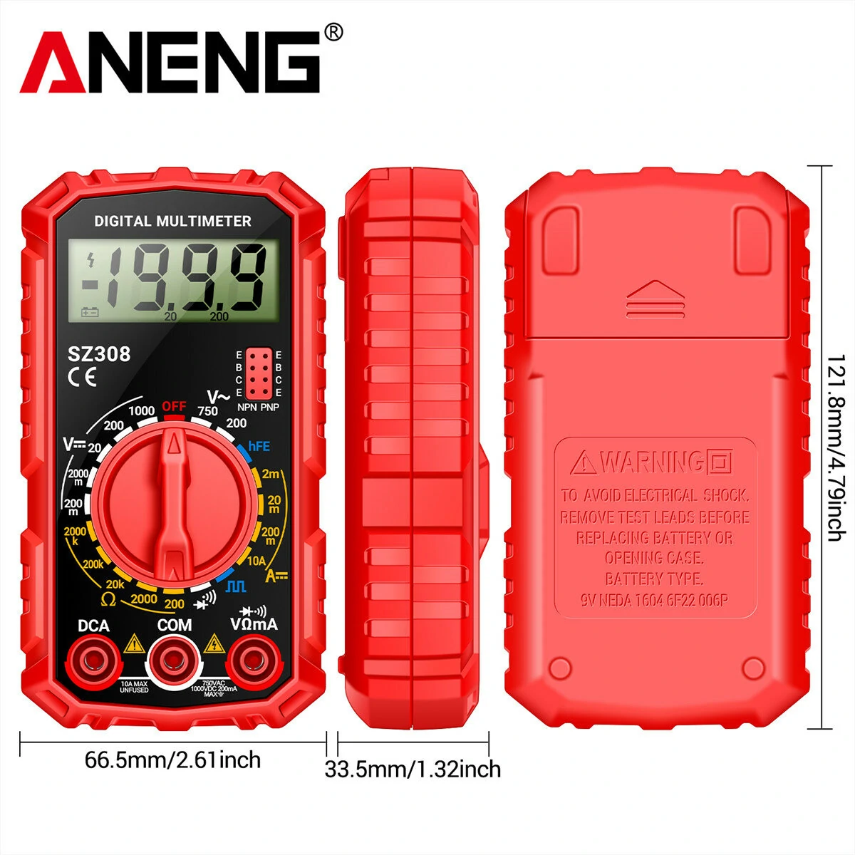 ANENG Professional Digital Multimeter High Precision AC/DC Voltage Current Resistance Tester with Low Battery Indication ABS Material Ideal for Electrician Maintenance Tasks — view 8