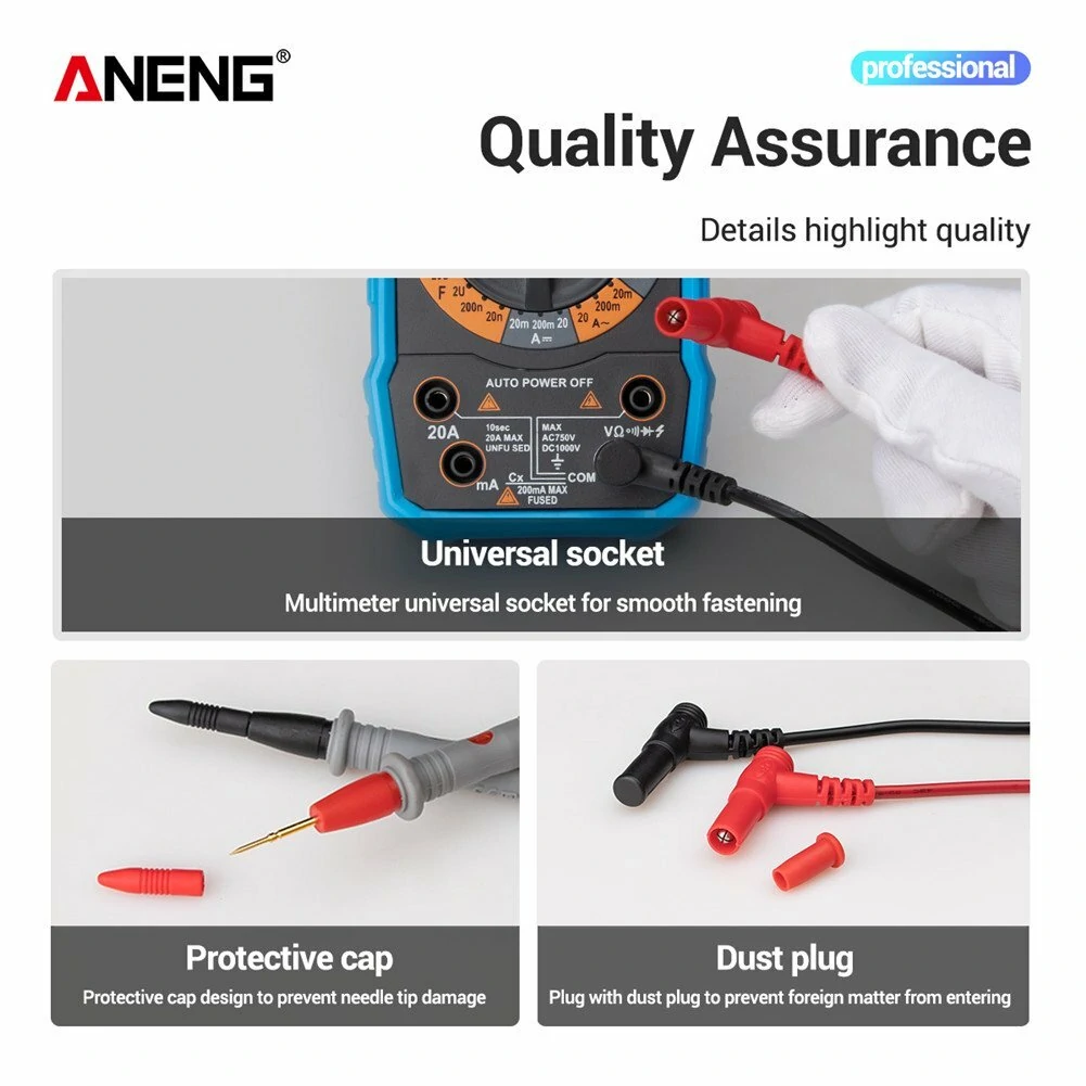 ANENG PT1031 20A 1000V Slicon Rubber Delay Wire Gold Plated Sharp Probe Needles Digital Multi Meter Test Lead — view 11