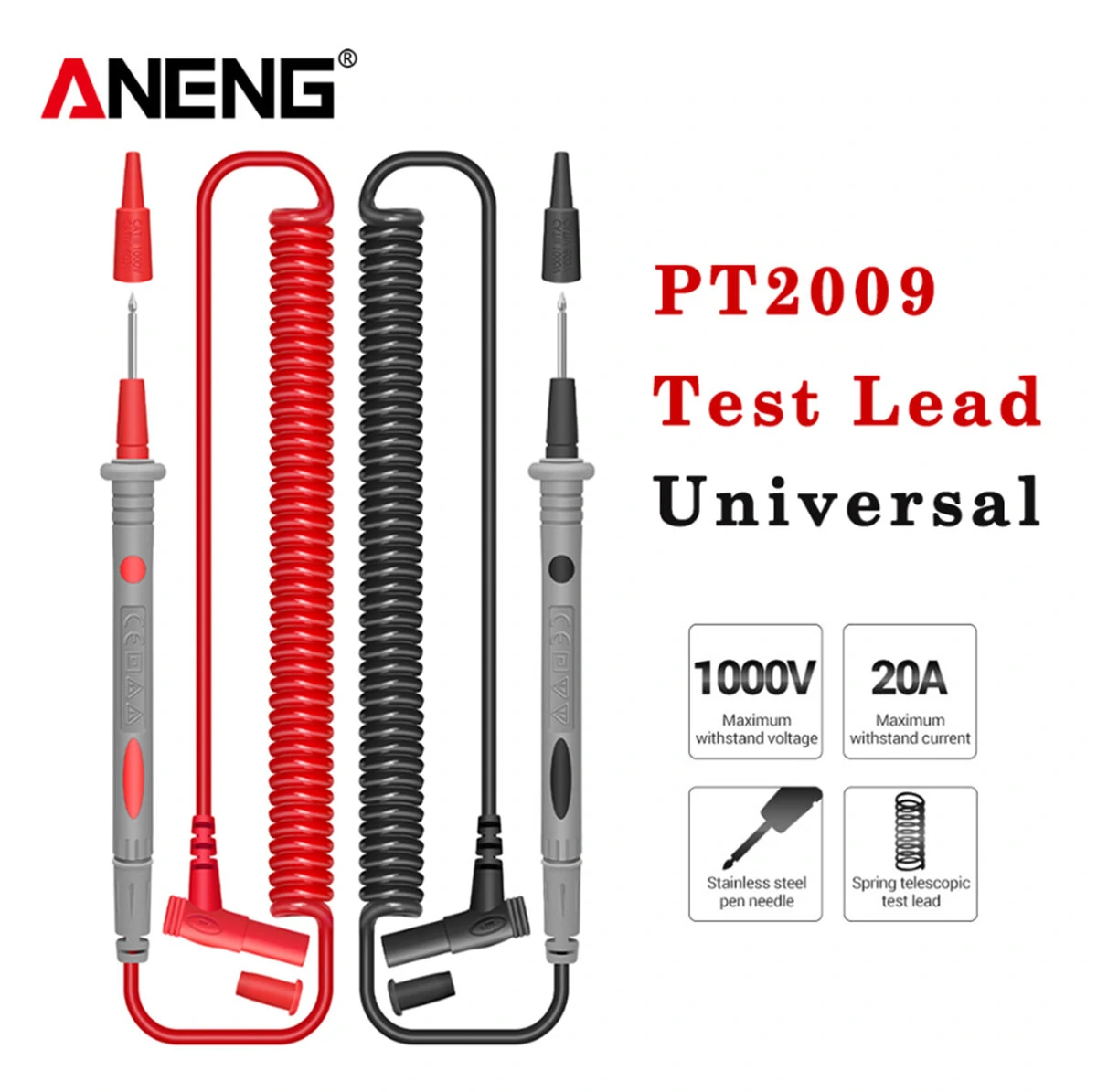 ANENG PT2009 Universal Multimeter Probe Spring Test Lead For Digital Professional Multimeter Clamp Meter Desktop Meter 20A 1000V — view 2
