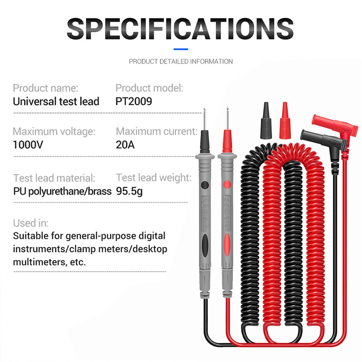 ANENG PT2009 Universal Multimeter Probe Spring Test Lead For Digital Professional Multimeter Clamp Meter Desktop Meter 20A 1000V — view 5