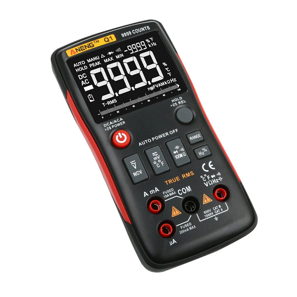 ANENG Q1 9999 Counts True RMS Digital Multimeter AC DC Voltage Current Resistance Capacitance Temperature Tester Auto/Manual Raging with Analog Bar Graph — view 6