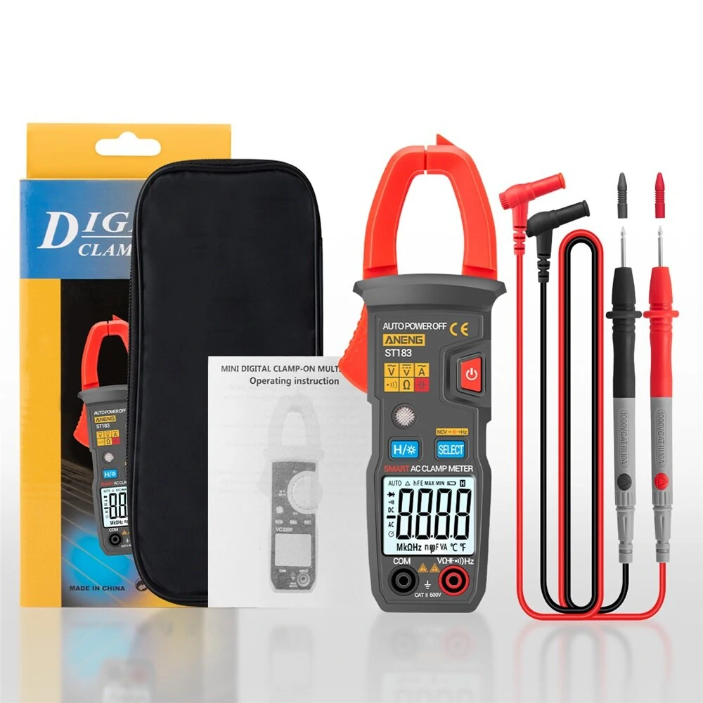 ANENG ST183 Digital Clamp Meter AC Current 6000 Counts True RMS Multimeter DC/AC Voltage Tester Hz Capacitance NCV Ohm Tests — view 7
