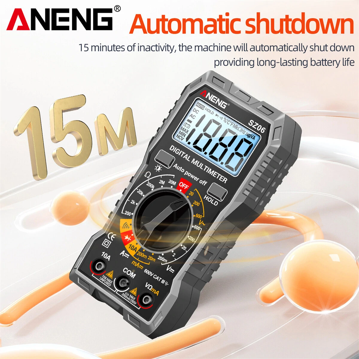 ANENG SZ06 Digital Multimeter High Accuracy DC AC Voltage Current Resistance Tester Auto Shutdown 2000 Max Count Backlit Screen — view 7