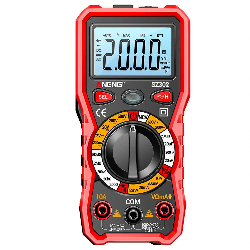 ANENG SZ302 Digital Multimeter AC/DC Votage Current Automatic Tester NCV Detector Resistance Ohm Ammeter Capacitance Meter — ANENG