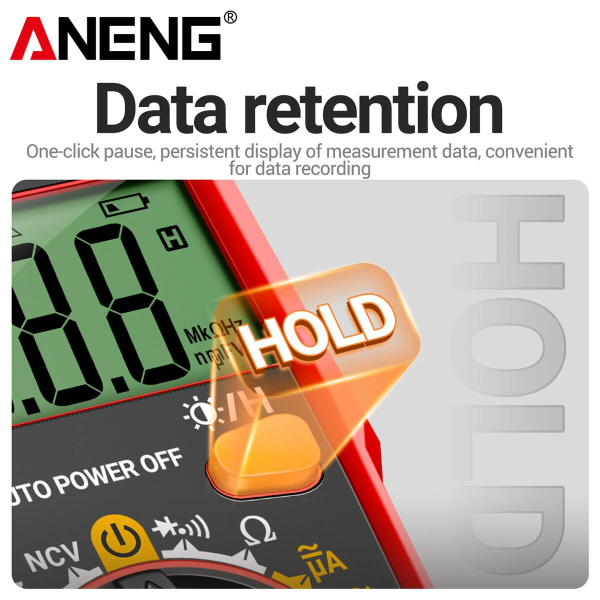 ANENG SZ303 Multifunctional Measure Meter with Accurate AC/DC Voltage Current Resistance Hz Reading Convenient Auto Power Off Compact Portable Backlit Display Top Electrical Testing Tool — view 7