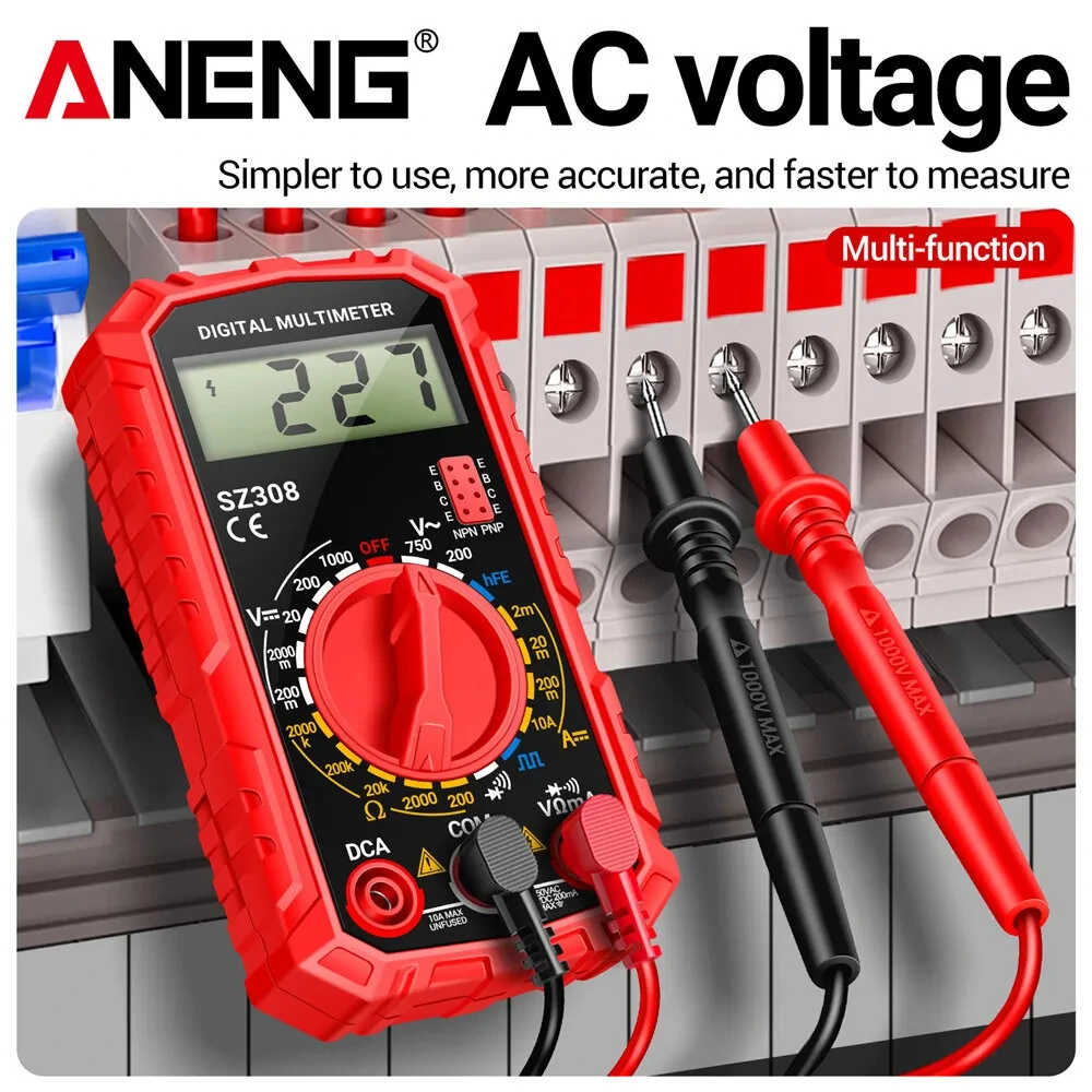 ANENG SZ308 Digital Multimeter Handheld AC/DC Voltage Current Resistance Ammeter with Diode Wave Output HFE Transistor Measurement and Low Battery Indication — view 3