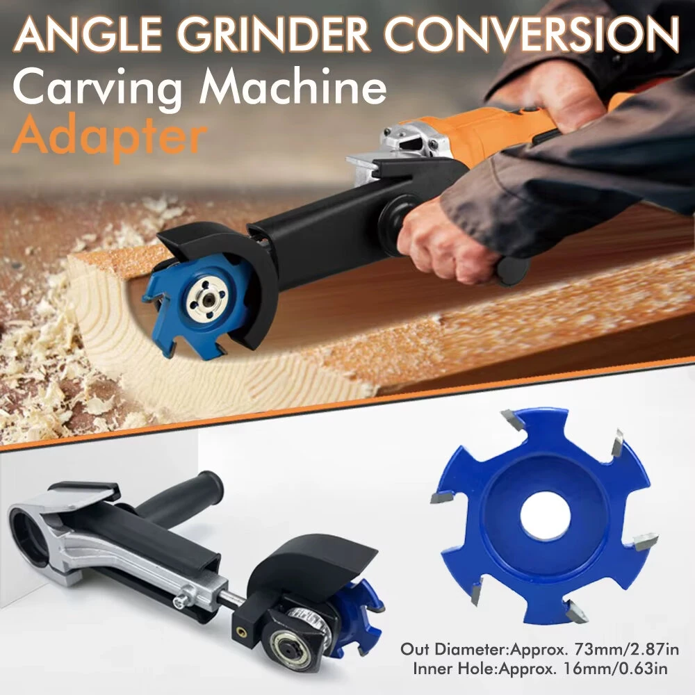 Angle Grinder Conversion Head Sculpting Carving Machine Adapter ABS Alloy Steel Compatible with Model 100 115 125 Grinders Includes M10 M14 Thread Protective Guard and Handle — view 3