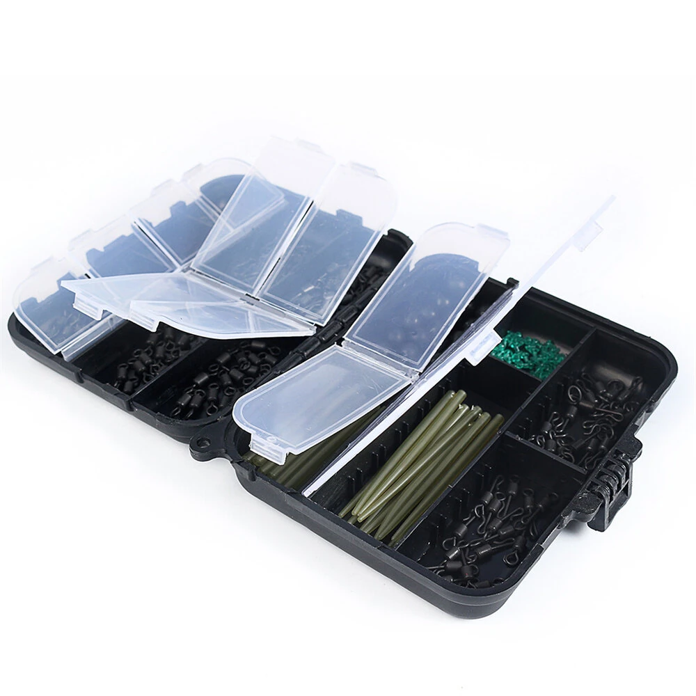 Anmuka 300pcs Carp Fishing Tackle Kit with Quick Change Rolling Swivels Speed Links Anti-winding Sleeves Hook Stops Beads Screws Rigs Fishing Accessories — view 5