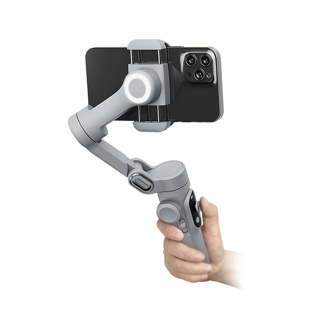 Aochuan Smart X Pro 3-axis Foldable Handheld Gimbal Focus Wheel Stabilizer Wireless Charging with Fill Light OLED Display for Smart Phone Action Camera Vlog Video Photography — view 4