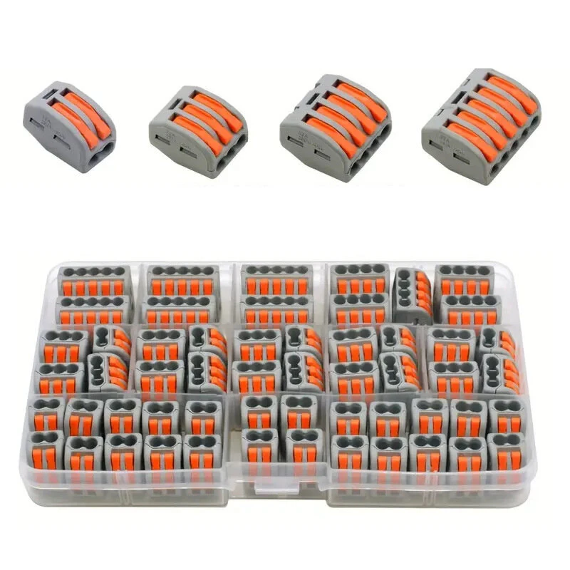 AOQDQDQD 55PCS PCT-212 213 214 215 Quick Wire Connectors Set Flame-Retardant 48V 8A Easy Installation Reusable Electrical Connectors for Solid Stranded Flexible Wires