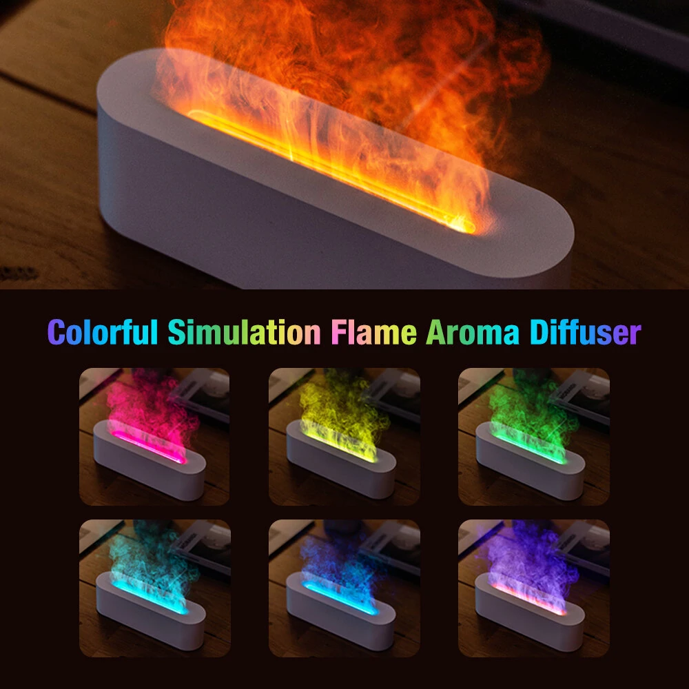 Aroma Diffuser Desktop Colorful Simulation Flame Machine Aromatherapy Humidifier Lamp Led Essential Oil Flame Lamp Difusor — view 4