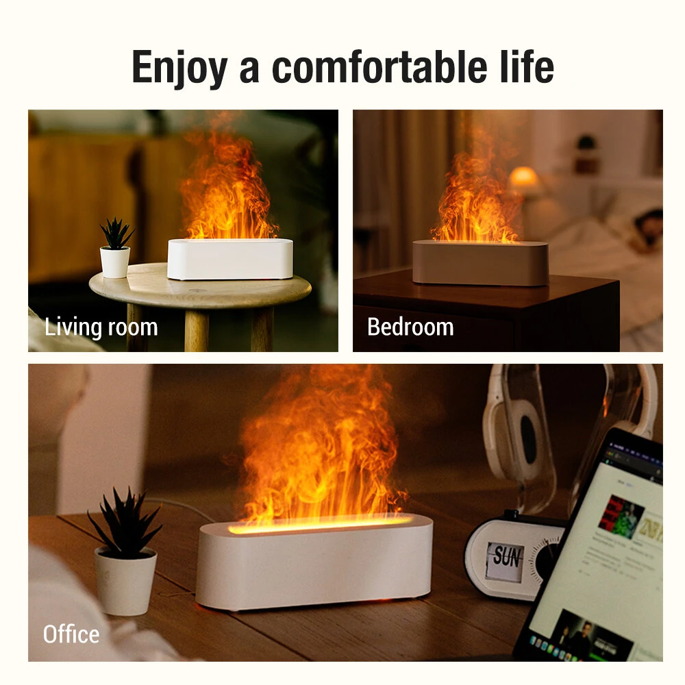 Aroma Diffuser Desktop Colorful Simulation Flame Machine Aromatherapy Humidifier Lamp Led Essential Oil Flame Lamp Difusor — view 7