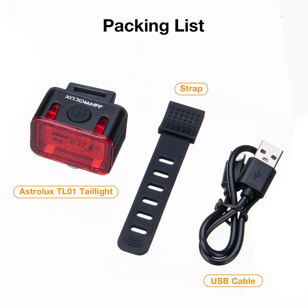Astrolux TL01 Bike Taillight 500mAh Battery 6 Light Modes USB-C Rechargeable IPX6 Waterproof Wear-resistant Aluminum Shell Bicycle Rear Light for Night Cycling — view 10