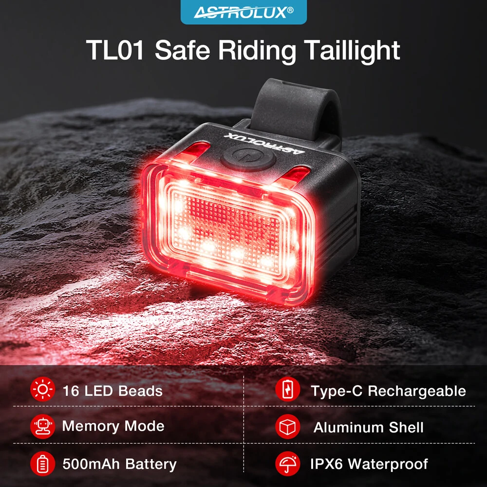 Astrolux® BC2 Double 800LM LED Bright Bike Light 2600mAh Battery IP64 Waterproof 5 Light Modes Type-C Rechargeable Bicycle Front Light Flashlight — view 10