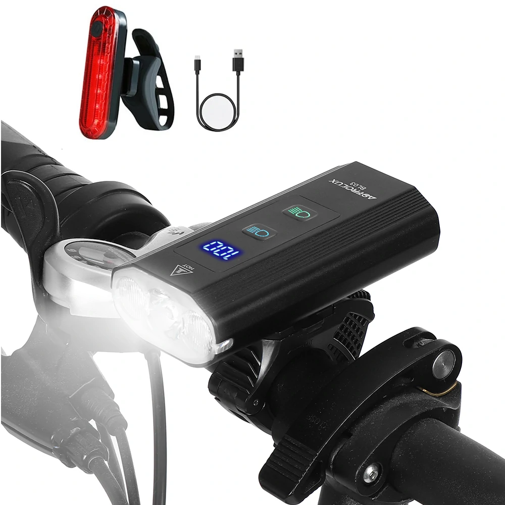 Astrolux® BL03 XPG LED 1200LM Bike Headlight + 4 Modes USB Taillight 6000mAh High Capacity Power Bank Dual Distance Beam Bike Light USB Rechargeable LED Bicycle Handlebar Flashlight for Electric Bike Electric Scooter — ASTROLUX