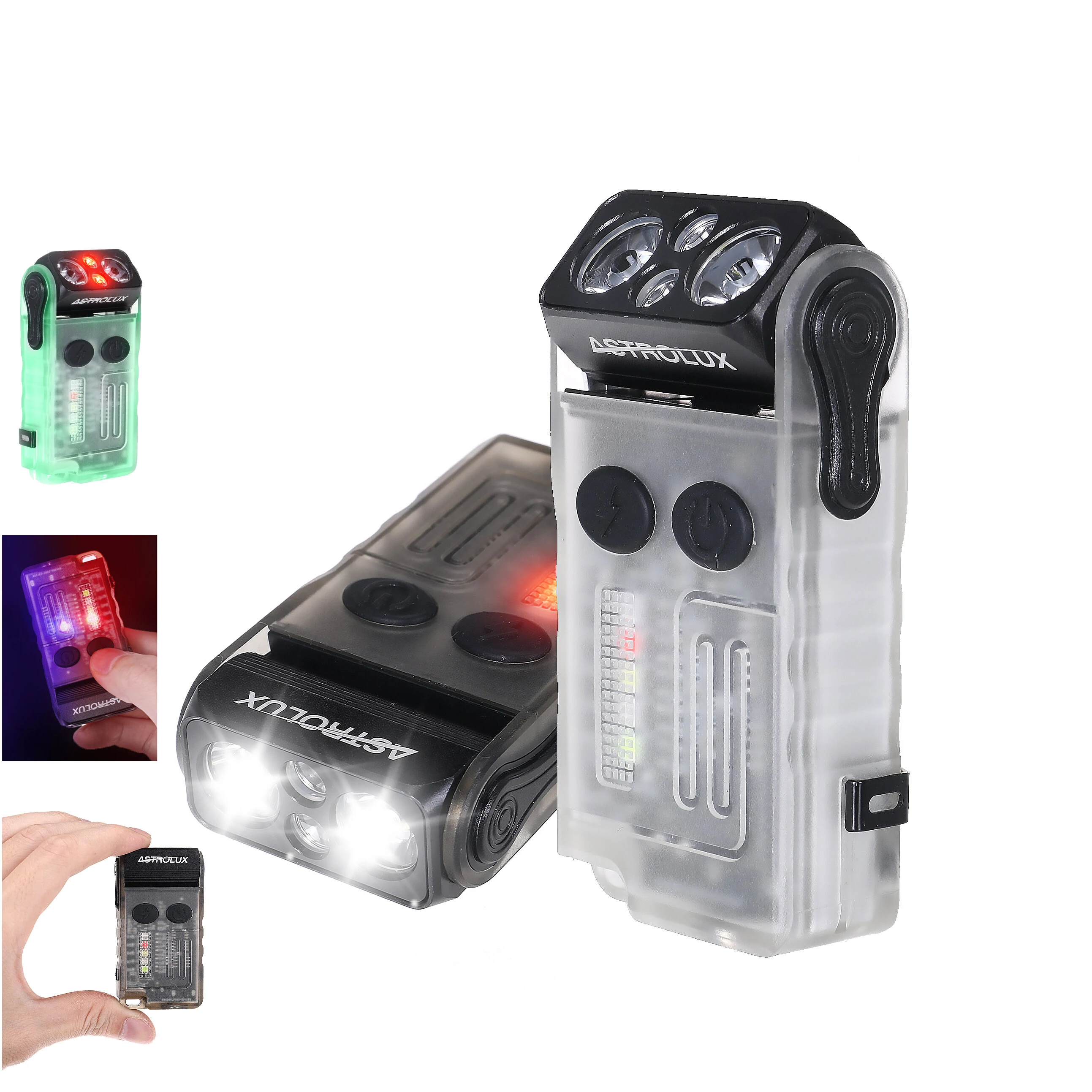 Astrolux® E1 1000 Lumens EDC Keychain Flashlight with Sound Alarm RGB Light 1100mAh 180° Rotation Mini Tactical LED Floodlight Type-C USB Fast Chargring IP67 Powerful Work Lamp for Outdoor Protection, Walking, Running, Hiking and Camping — view 2