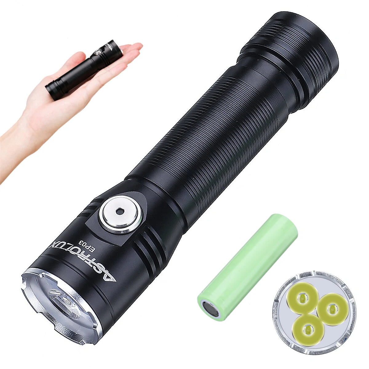 Astrolux® EP03 2050LM LH351B LED Super Bright Flashlight 8H Runtime Type-C Rechargeable with 18650 Battery IP67 Waterproof Torch Emergency Camping Lantern — view 2