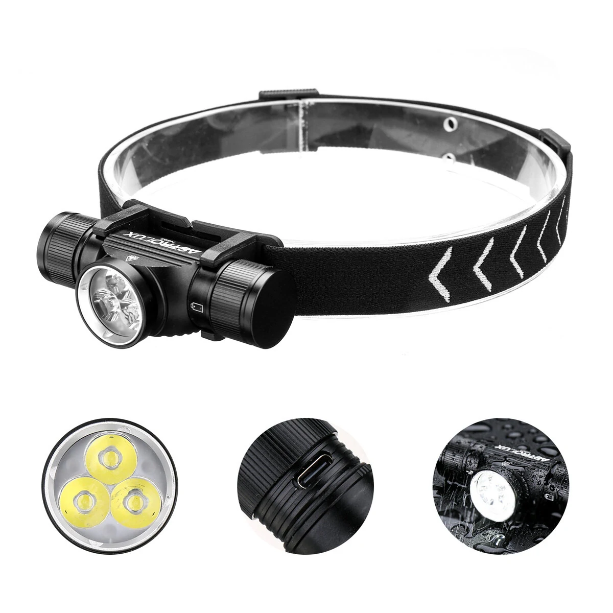 Astrolux® HS03 3* LH351B Powerful LED Headlamp 1080LM Headlight Type-C Rechargeable with 18650 Battery Waterproof Camping Fishing Head Torch Emergency Lantern — view 2