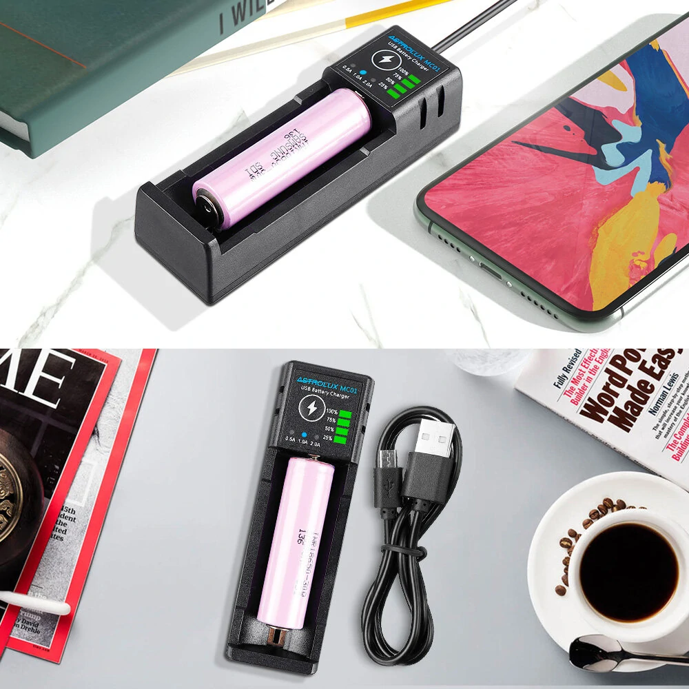 Astrolux® MC01 2 in1 USB Charging Mini Battery Charger Portable Mobile Phone Power Bank Current Optional Charger For 18650 21700 26650 Li-ion Battery — view 11