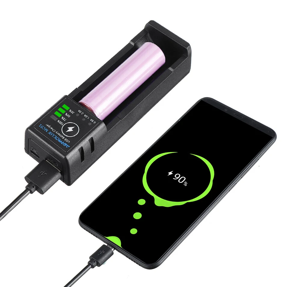 Astrolux® MC01 2 in1 USB Charging Mini Battery Charger Portable Mobile Phone Power Bank Current Optional Charger For 18650 21700 26650 Li-ion Battery — view 5