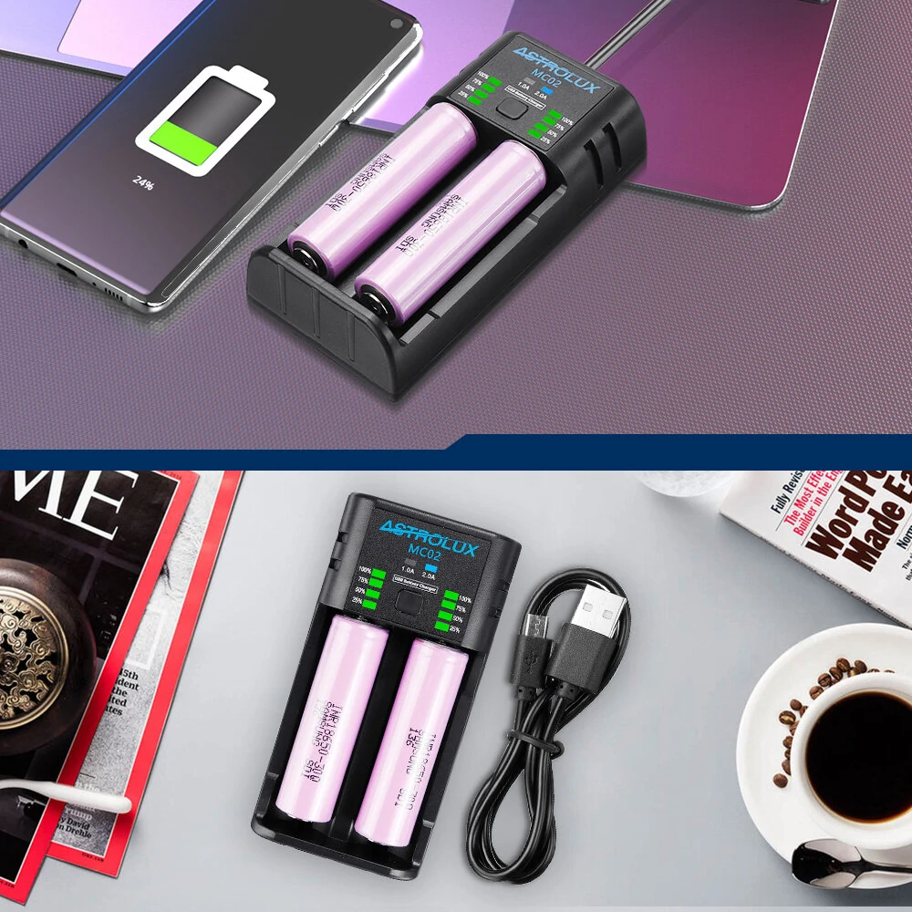 Astrolux® MC02 2 in1 USB Charging Mini Battery Charger Portable Mobile Phone Po — view 10