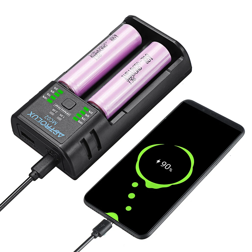 Astrolux® MC02 2 in1 USB Charging Mini Battery Charger Portable Mobile Phone Po — view 4