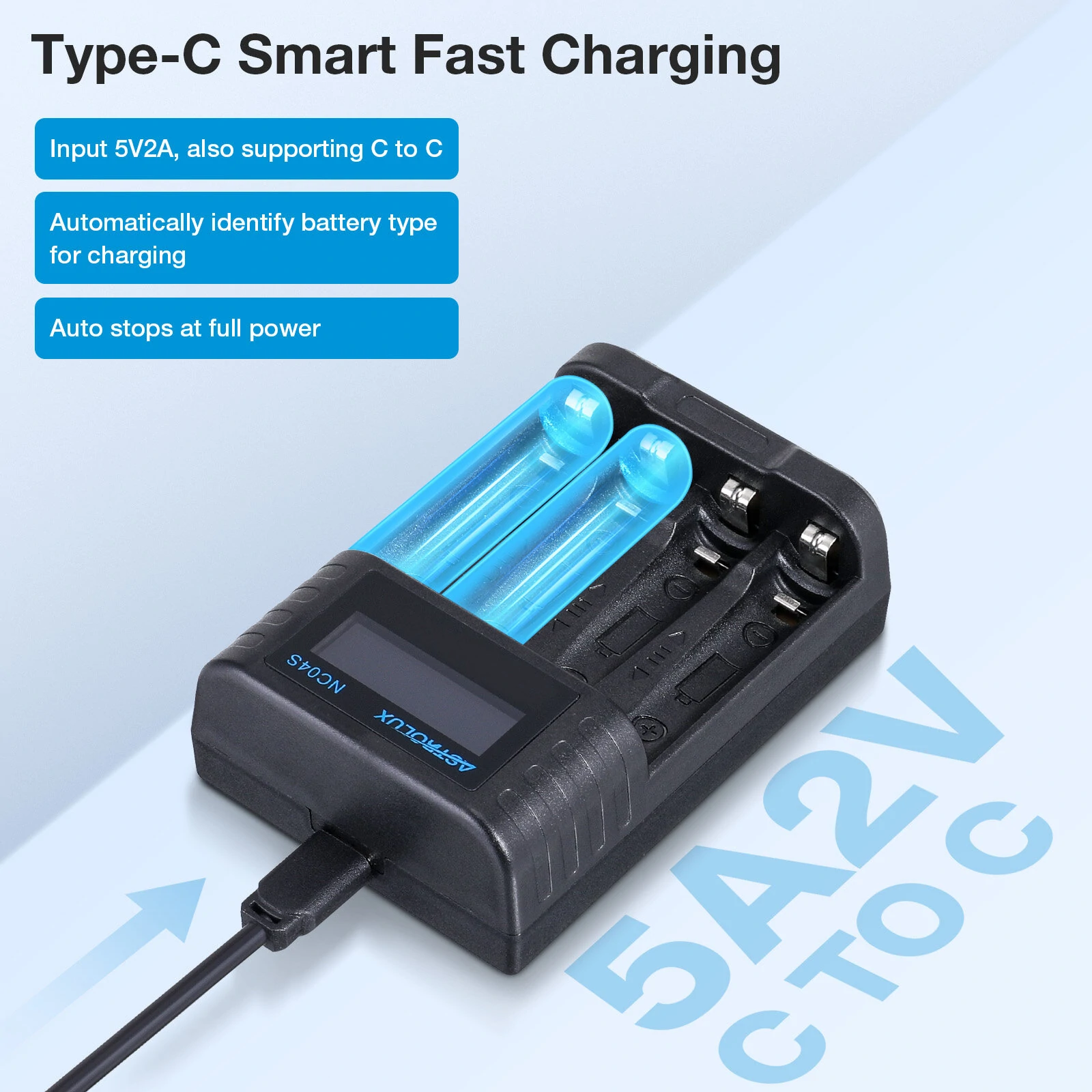 Astrolux® NC04S Inteligent 4-Slot LCD Battery Charger Mix-charging of AA/AAA Lithium & NiMH Btteries For Cells Flashlight RC Toys Home Tools — view 8