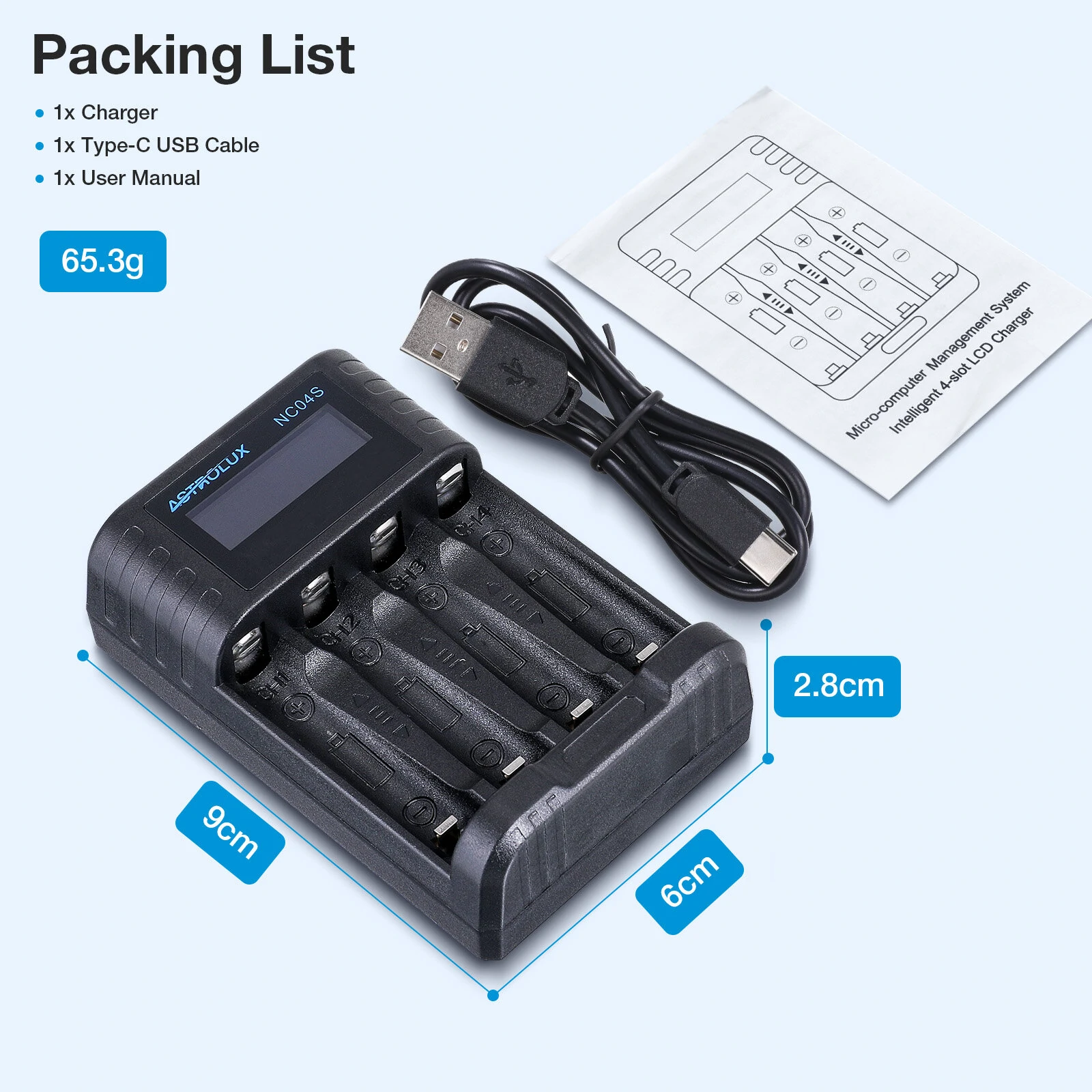 Astrolux® NC04S Inteligent 4-Slot LCD Battery Charger Mix-charging of AA/AAA Lithium & NiMH Btteries For Cells Flashlight RC Toys Home Tools — view 9