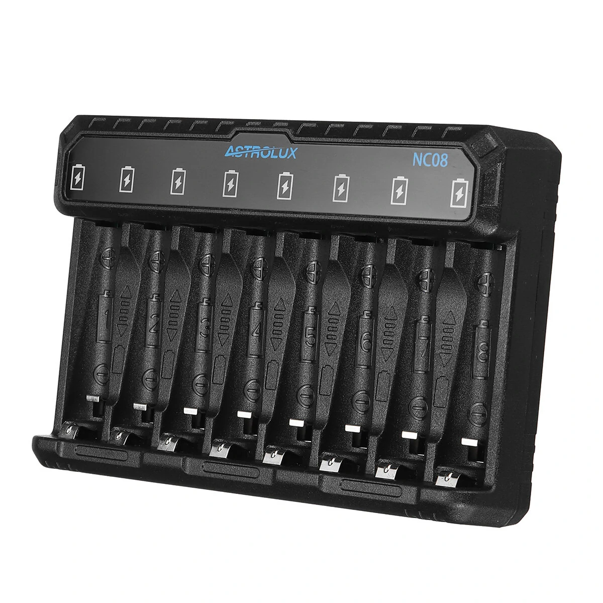 Astrolux® NC08 8 Slot Intelligent Charger For Ni-MH/Ni-Cd/Li-ion AA AAA 1.5V 14500 10440 Battery Type-C 2A Max Charging Speed Quick Charger For LED Flashlight Torch Home Tools RC Kids Toys — view 4