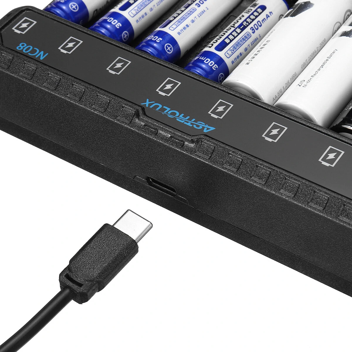 Astrolux® NC08 8 Slot Intelligent Charger For Ni-MH/Ni-Cd/Li-ion AA AAA 1.5V 14500 10440 Battery Type-C 2A Max Charging Speed Quick Charger For LED Flashlight Torch Home Tools RC Kids Toys — view 8